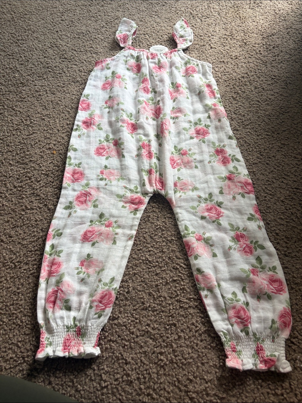 B70 Mudpie Pink Floral Muslin Romper, 4t NWT